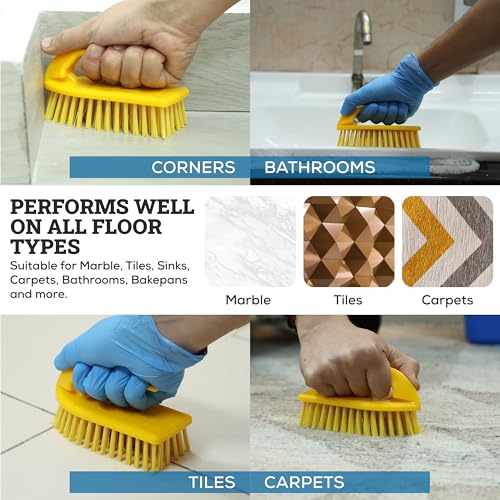 KLEEN HANDLER Iron Handle Scrub Brush for Household & Commercial Cleaning for Shower, Bathroom, Sink, Kitchen, Bathtub, Floor Scrubbing, 1 Pc - Yellow - style: Pack of 1