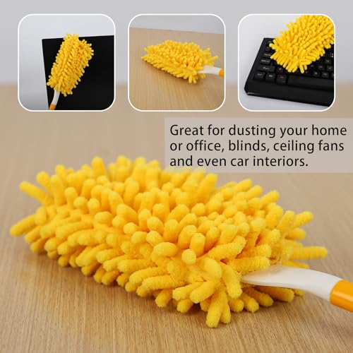 Reusable Duster Refill Compatible with Swiffer Hand Duster - 360 Heavy Duty Dusters Refills - Microfiber Ceiling Fan Duster for Swiffer Dusters Extended Handle, 2 Pack(Handle is Not Included) - color: 2 Pack(yellow)