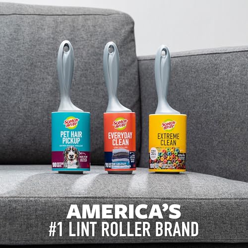 Scotch-Brite 50% Stickier Lint Roller Works Great On Pet Hair 6 Rollers 48 Sheets per Roller 288 Sheets Total (Packaging May Vary) (Pack of 2) - size: 6 Rollers (Pack of 2), style: 288 Sheets