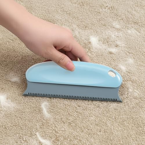 Pet Hair Remover Lint Removal Tool Loose Fur Scraper Brush for Sofa Carpet Rug Couch Fabric Furniture Clothing(Light Blue) - color: Light Blue