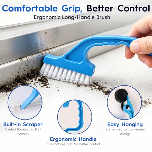 Window Track Cleaning Tools, 15 Pcs Sill Cleaner Brush for Window/Door Tracks, Sliding Doors, Tile Lines, AC Vents & Keyboards