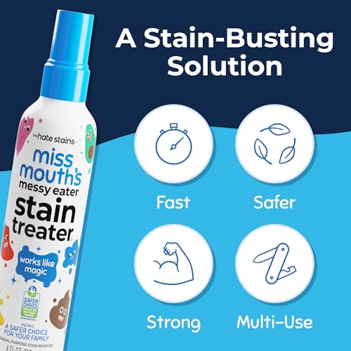 Miss Mouth's Messy Eater Stain Treater Spray - 4oz 3 Pack Stain Remover - Newborn & Baby Essentials - No Dry Cleaning Food, Grease, Coffee Off Laundry, Underwear, Fabric - style: 3 Pack (4oz)