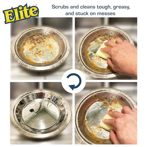 Elite All Purpose Cleaning Pad, 3 Pads (Individually Boxed), Non Scratch, Dish Sponge, Scrubber, Sponges for Kitchen and Household Use, Made in USA