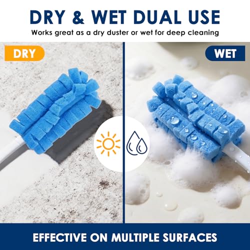 10 Pack Reusable Fleece Duster Refills with Detachable Handle, Washable Microfiber Dusters for Cleaning, 360° Dry Wet Microfiber Duster Refill Compatible with Standard Cleaning Handles (10)