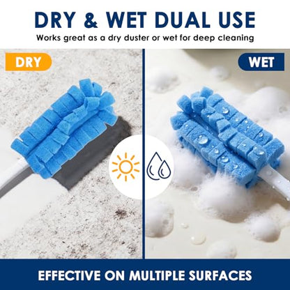 10 Pack Reusable Fleece Duster Refills with Detachable Handle, Washable Microfiber Dusters for Cleaning, 360° Dry Wet Microfiber Duster Refill Compatible with Standard Cleaning Handles (10)