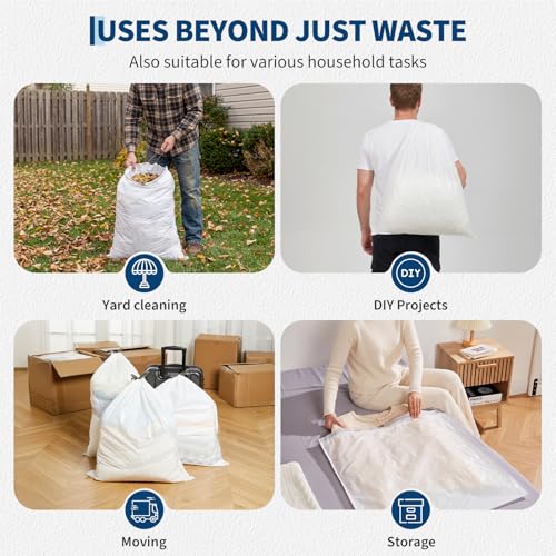 Garvee Trash Bags 50L (13 Gallon) with Drawstring, Heavy Duty Garbage Bags HDPE Puncture Resistant Leak Proof, 40 Count 1 Roll, 66 * 74cm (26” x 29”) Kitchen Trash Bags for Home Office - size: 40 Count (Pack of 1)