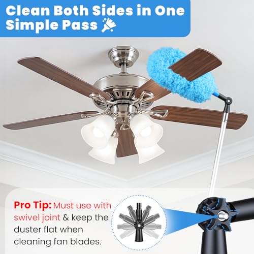 25ft High Reach Extendable Duster Kit with 4.5-18ft Extension Pole - Ceiling Fan Blade Cleaner, Spider Web Brush Cobweb Remover, Window Squeegee Kit with Telescoping Wand, Extended Extra Long Handle - size: 18FT POLE (Reach 25FT High)