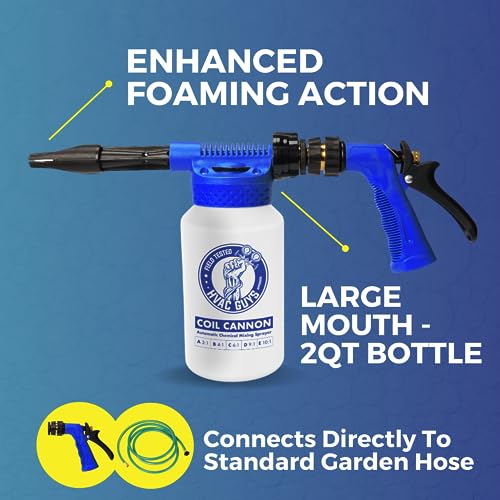 HVAC Guys Coil Cannon | AC Coil Cleaner Automatic Foaming Mixing Sprayer | Compatible with All Cleaners & Chemicals | 5 Dilution Ratios - style: Coil Cannon