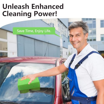 Cleaning and Washing Sponge, 3 Pack Large Extra Thick Heavy Duty Sponge Multi-Purpose for Kitchen Bathroom Bike Boat Car, Natural Cellulose Sponges 4" X 6" X 2" (Green) - color: A-green