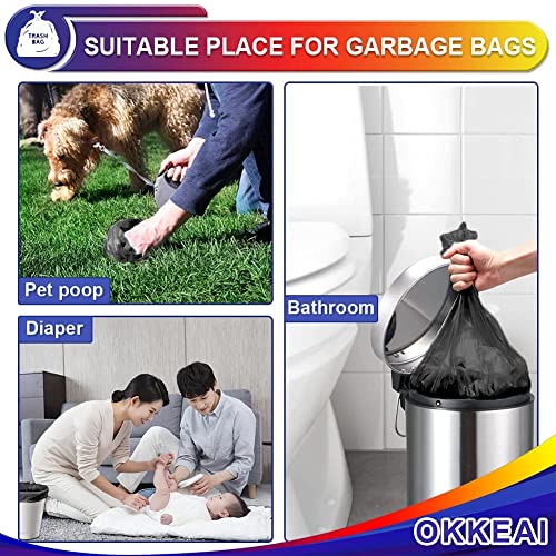OKKEAI Small Garbage Bags for Bathroom Can 5 Liter Trash Bags 1.2 Gal Waste Basket Liners for Bathroom Mini Trash Bags Trash Plastic Bags Small - style: 8L-60Bags-Black