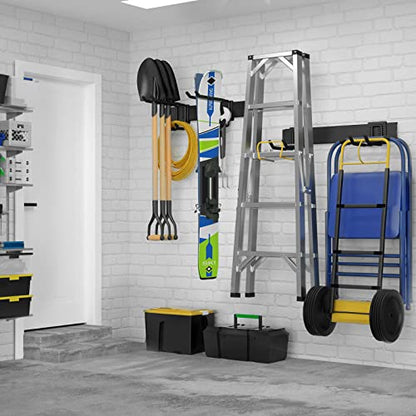 UUP 32 Inches Garage Storage, Garage Organization, Wall Mount Garden Tool Organizer, Max 300lbs Adjustable Metal Hooks, Yard Shed Hanging Rack, Heavy Duty Shelving for Rake Broom Mop Snowboard - size: 32" Alloy Steel with 2 Panels & 4 Hooks