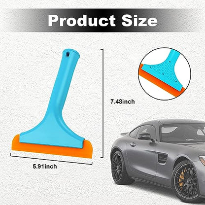 Ziciner Small Silicone Window Squeegee, Car Windshield Water Blade Squeegee, Multifunctional Auto Squeegee with 5.9 Inch Blade and Non-Slip Handle for Car Window, Mirror, Home Cleaning (Blue) - color: Blue-1pcs