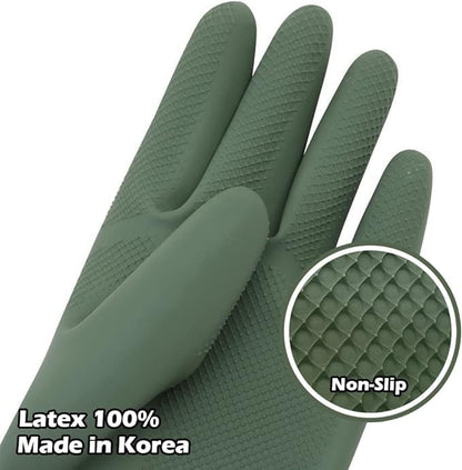 HOMSSEM Dishwashing Gloves - 2 Pairs Premium Rubber Gloves for Cleaning - Urban Gray, Green, Blue - color: Blue + Gray - Large