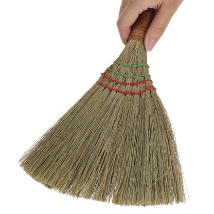 Ciieeo Small Straw Whisk Broom Handheld Brush with Short Handle, Large Wicker Desktop Sweeper for Household Dust and Debris Cleaning, Multipurpose Indoor and Outdoor Use