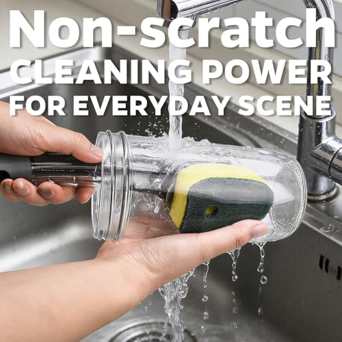Sponge Dishwand Brush Refills for Scotch-Brite Dishwand - 20 Pack Dish Soap Non-Scratch Brush Refills for Nonstick Pots and Pans, Glass & Tubs（Green - color: Green-20pack