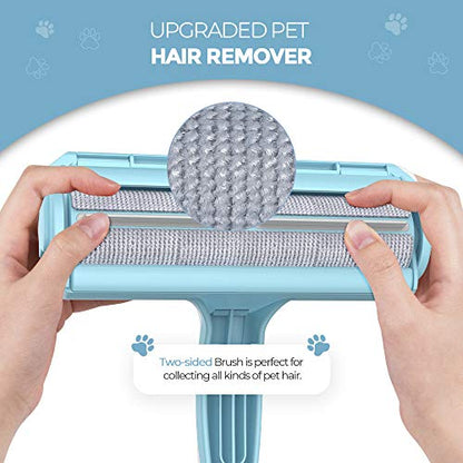 DELOMO Pet Hair Removal Tool, Pet Hair Remover - Lint Roller for Pet Hair - Cat and Dog Hair Remover for Couch, Furniture, Carpet, Car Seat, Reusable Lint Roller with Fur Bin, Pet Owner Essential - color: B: Blue（exclusive Color）
