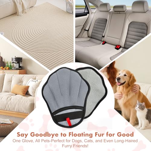 Pet Hair Removal Glove, Electrostatic Pet Hair Remover Glove for Cats & Dogs, Pet Hair Remover Tool for Laundry, Couch, Carpet, Car Seat - Upgraded Five-Finger, Reusable, Grey+Grey - color: Grey+Grey