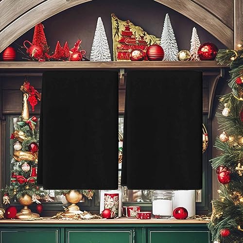 Black Kitchen Towel Set of 4, Absorbent Microfiber Hand Towels for Kitchen Bathroom Bar Decorative Solid Ultra Soft Resuable Cleaning Cloths Washable Fast Drying - size: 4PCS-18" x 28"
