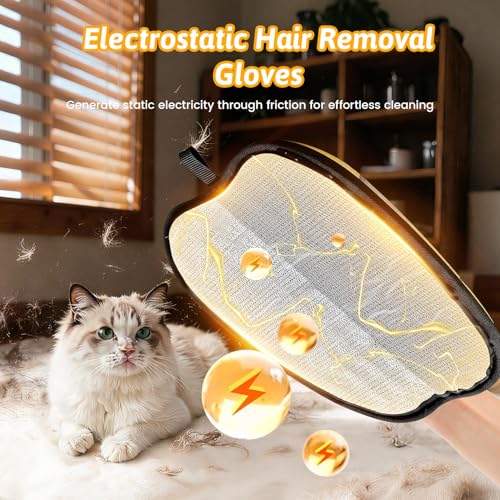 Pet Hair Removal Glove for Dogs & Cats, Sankell Upgraded Reusable Electrostatic Pet Hair Remover Glove, Magic Brush Mitt Tool for Couch, Furniture, Bed, Clothing, Carpet, Car Seat
