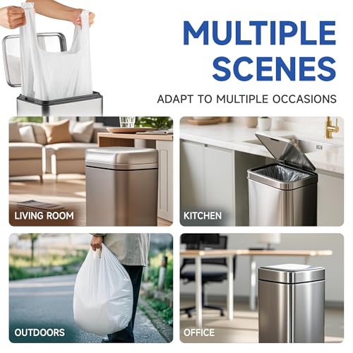 Small Trash Bags with Handles - Ocean Plastic Upcycling - Plastic Garbage Bags, Can Bin & Waste Basket Liner for Kitchen, Bathroom, Office and Pets,8 Gallon 160 Count White - color: 8Gal White, size: 1 DISPENSER BOX