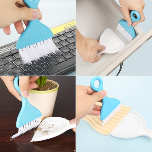3 Pcs Mini Dustpan and Brush Set, Small Hand Broom and Dust Pan Set, Portable Cleaning Tool for Desktop, Keyboard, Sofa, Car, Kitchen, 3 Colors