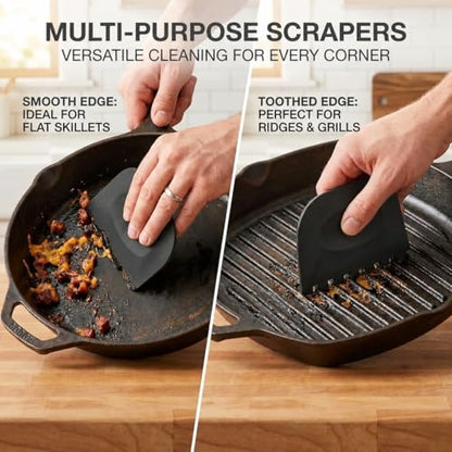 Cast Iron Scrubber and Scraper, Chain Mail Scrubber Cast Iron for Cleaning Dishes, Stock Pots, Pans, Griddles, Grills, Dish Scouring Pads - color: Black Fine Mesh