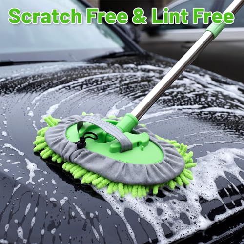 2 Pack 360° Spin Mop with 2 Microfiber Mop Refills, Extendable 63" Stainless Steel Handle for Easy Floor, Ceiling, Wall & Window Cleaning, Household Mops(Green) - color: Green