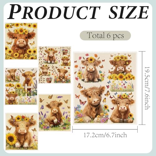 CREATCABIN Swedish Dishcloths for Kitchen 6Pcs Floral Cow Swedish Dish Cloths Reusable Washable Absorbent Dish Towel Rags Cellulose Cleaning Sponge Cloth No Odor for Home Table Cattle 6.7x7.6 Inch - style: Cow