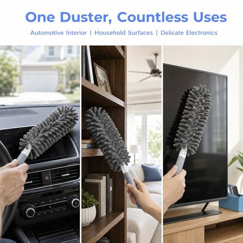 Microfiber Duster for Cleaning, Car Duster Interior, Washable Duster, Feather Duster for Car Interior, Office, Furniture