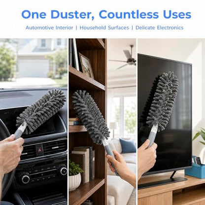 Microfiber Duster for Cleaning, Car Duster Interior, Washable Duster, Feather Duster for Car Interior, Office, Furniture