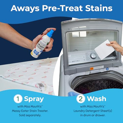 Miss Mouth's Stain Remover Spray & Detergent Sheet Bundle - 3 Bottles, 30 Sheets - On-the-Go Cleaning for Diaper Bag Essentials - Fresh & Set-In Stain Removal for Baby Laundry - style: 3 Pack + Detergent Sheets