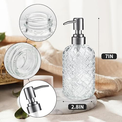 Kaishun Refillable Glass Soap Dispenser (2PC) for Hand Soap & Lotion, Clear - color: Clear (2 Pack)