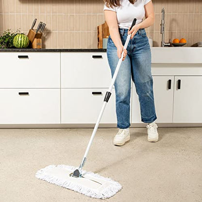Commercial Dust Mop – 18 Inch Floor Sweeper for Hardwood, Reusable Cotton Mop Head, Extendable Handle, Dry Mop for Floor Cleaning & Janitorial Supplies - size: 18x5 Inch (Pack of 1)