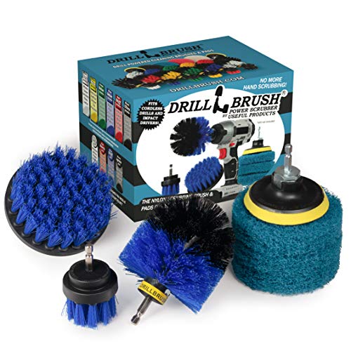 3 Uniquely Shaped Blue Medium Stiffness Brushes and 3 Blue Pads - Boat Cleaning Kit - Marine Vessels - Kayak Scrubber - Pool Cleaner Set - Hull Cleaning - All Purpose Scrubbing Brushes - color: Blue