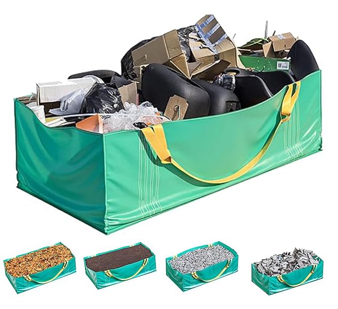 TidyFriend 2 Pack Dumpster Bag for Waste Management Hold up to 3,500 lbs, Heavy Duty & Reusable Yard Waste Container for Home Renovation & Yard Cleanup, Debris, Landscaping, Roofing Shingles - size: 2 Pack, style: 96 Inches Length