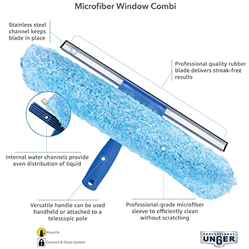 Unger Professional 2-in-1 Squeegee & Scrubber - 10” Window Cleaning Tool – Cleaning Supplies, Squeegee for Window Cleaning, Commercial & Residential Use, Microfiber Sleeve - size: 10-inch, style: 10" 2-in-1 Window Cleaner