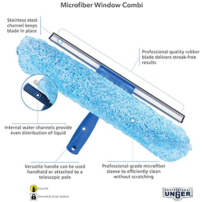 Unger Professional 2-in-1 Squeegee & Scrubber - 10” Window Cleaning Tool – Cleaning Supplies, Squeegee for Window Cleaning, Commercial & Residential Use, Microfiber Sleeve - size: 10-inch, style: 10" 2-in-1 Window Cleaner