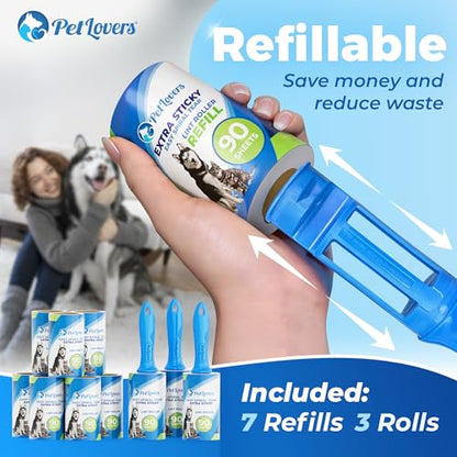 PetLovers Extra Sticky Lint Roller Mega Value Set 900 Sheets for Pet Hair Removal and Clothes, Dog and Cat Lint Remover, 10 Pack - size: 10 Pack