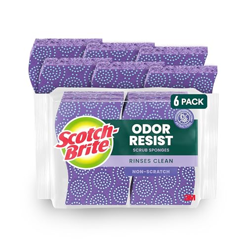 Scotch-Brite Odor Resist Non-Scratch Scrub Sponge, Dishwasher-Safe Kitchen Sponges that Resist Bacterial Odors, Multipurpose Dish Sponge for Gentle Cleaning, 6 Dish Sponges - size: 6 Pack