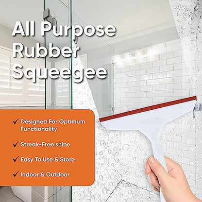 Superio 6” Window Squeegee with Grip Handle and Hanging Hook. (Red) - color: Red