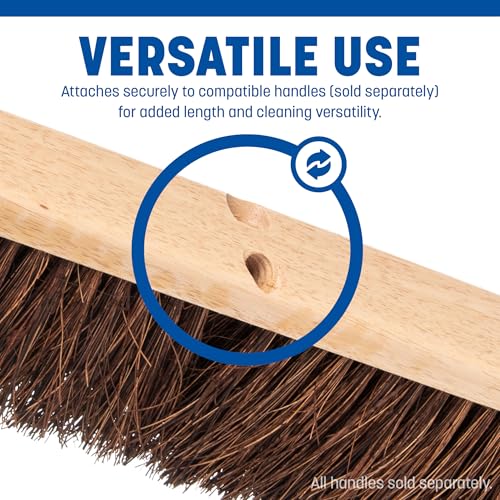 SPARTA Flo-Pac Garage Sweep with Palmyra Bristles, Heavy Duty Broom Head for Indoor and Outdoor Use on Rough Surfaces, 18" Long, 1 Count, Natural