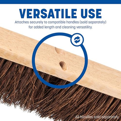 SPARTA Flo-Pac Garage Sweep with Palmyra Bristles, Heavy Duty Broom Head for Indoor and Outdoor Use on Rough Surfaces, 24" Long, 1 Count, Natural