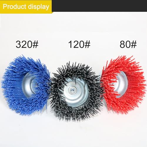 FPPO 8Pcs 3 Inch Assorted Cup Brushes Abrasive Wire Nylon Cup Brush for Drill,Grit 80 120 320 with 1/4" Shank (8) - style: mix8pcs