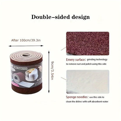 Multi-Purpose Kitchen Scrubber Roll, Abrasive Cleaning Sponge for Pots Pans Dishes, Reusable Scouring Pad for Stain Removal - Flexible Dishwashing Surface Scrub Roll, 9cm x 100cm (1 Roll)