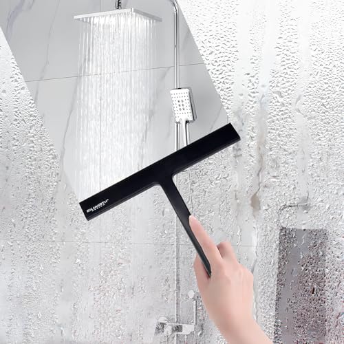 Silicone Rubber Blade Shower Squeegee 9" in Width Window & Car Squeegee for Shower, Glass, Window (Black, 9 Inches) - color: Black, size: 9 Inches