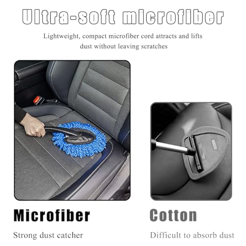 KVAEY 2 PCS Car Dash Duster Brush, Super Soft Microfiber Multi-Functional Car Cleaning Brush, Scratch Free Dash Dusting Tool with a Anti-Skid Handle for Vehicle Home Kitchen Cleaning (Blue) - color: Blue, 2 PCS