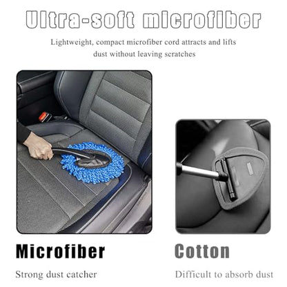 KVAEY 2 PCS Car Dash Duster Brush, Super Soft Microfiber Multi-Functional Car Cleaning Brush, Scratch Free Dash Dusting Tool with a Anti-Skid Handle for Vehicle Home Kitchen Cleaning (Gray+Blue) - color: Gray+Blue
