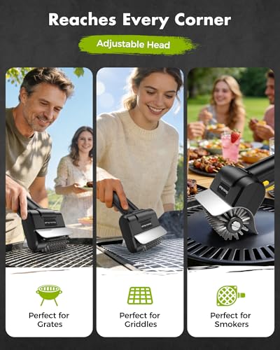 Electric Grill Brush, Rechargeable Electric Grill Cleaner 1500 RPM, 100-Min Runtime, Includes Replacement Brush, Safe for All Grills, BBQ Gift for Men
