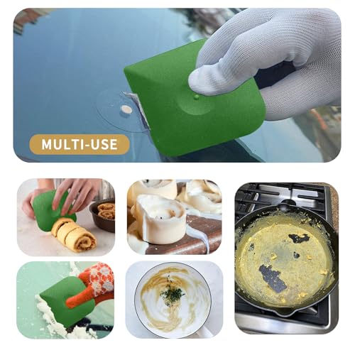 Plastic Pan Dish Pot Food Kitchen Scraper Tool Set, 3 pcs Nylon Plastic Cast Iron Skillet Cleaner Scrubber Scrapper, Kitchen Scraper Non-Scratch (Green) - color: Green, size: 3-Pack