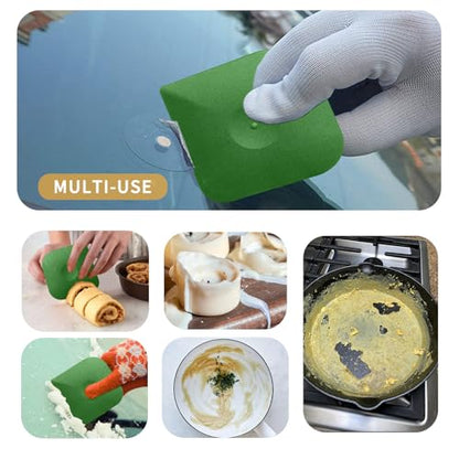 Plastic Pan Dish Pot Food Kitchen Scraper Tool Set, 3 pcs Nylon Plastic Cast Iron Skillet Cleaner Scrubber Scrapper, Kitchen Scraper Non-Scratch (Green) - color: Green, size: 3-Pack